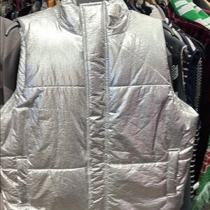 Shiny Silver Puffer Vest